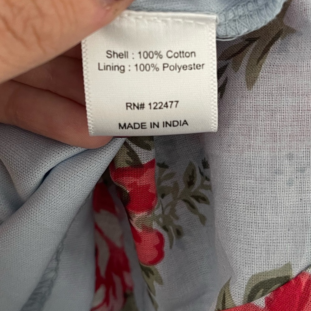 NSR blue with pink floral summer knee length dress size S Prairie Cottagecore - Picture 10 of 10